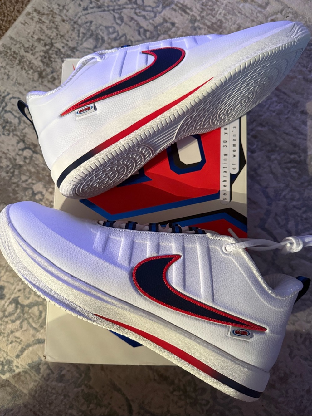 Nike Book 2 WNBA 30th Anniversary - White Shoes with Navy and Red Swoosh